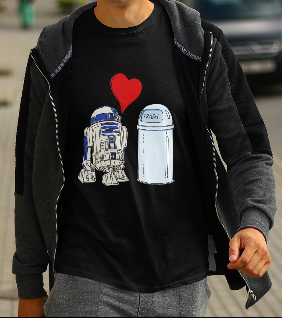 Star Wars R2 D2 Heart Trash Can Love T-Shirt