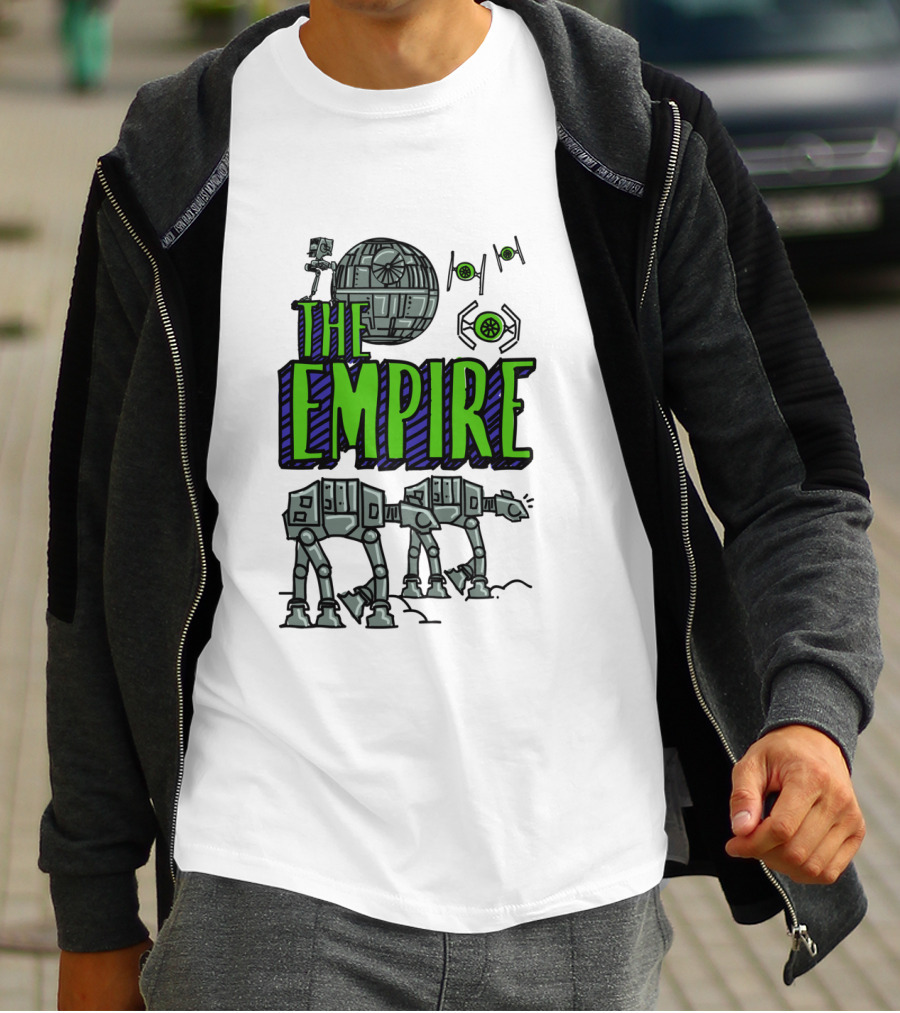 Star Wars The Empire Death Star And AT-AT Walkers Doodle T-Shirt