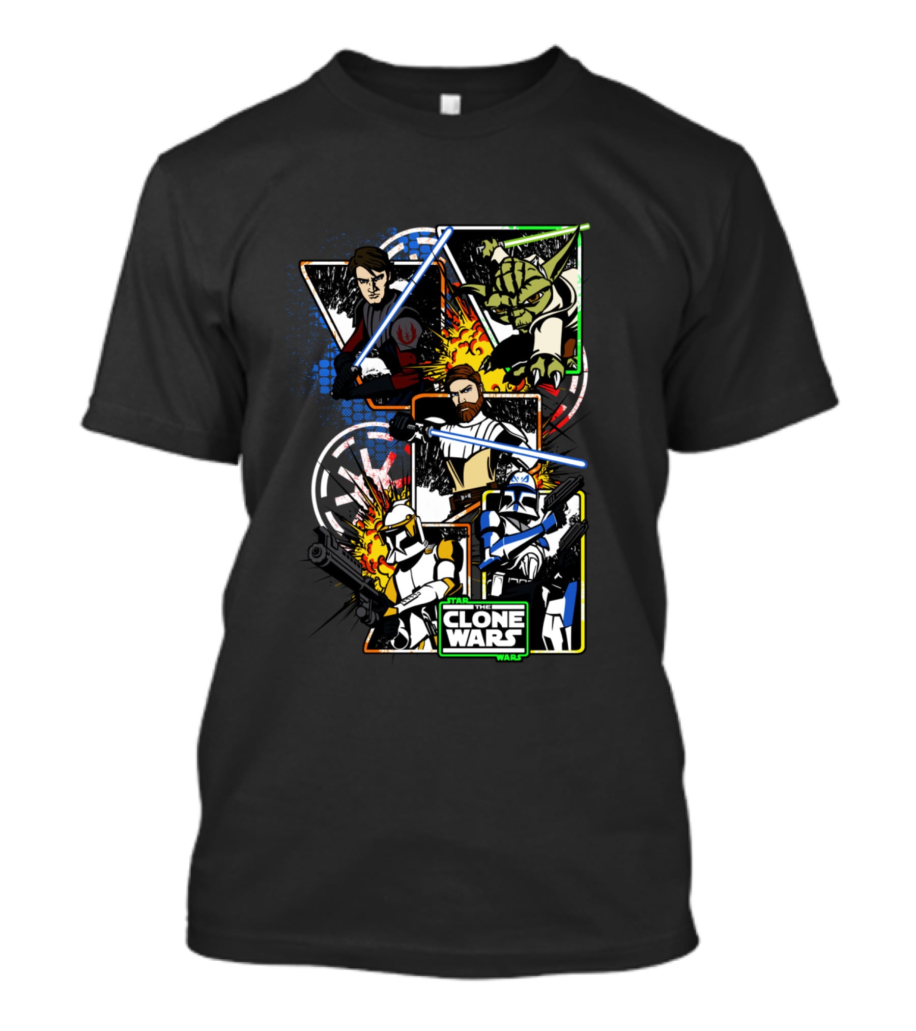 Star Wars The Clone Wars Jedi And Troopers Comic Panels T-Shirt