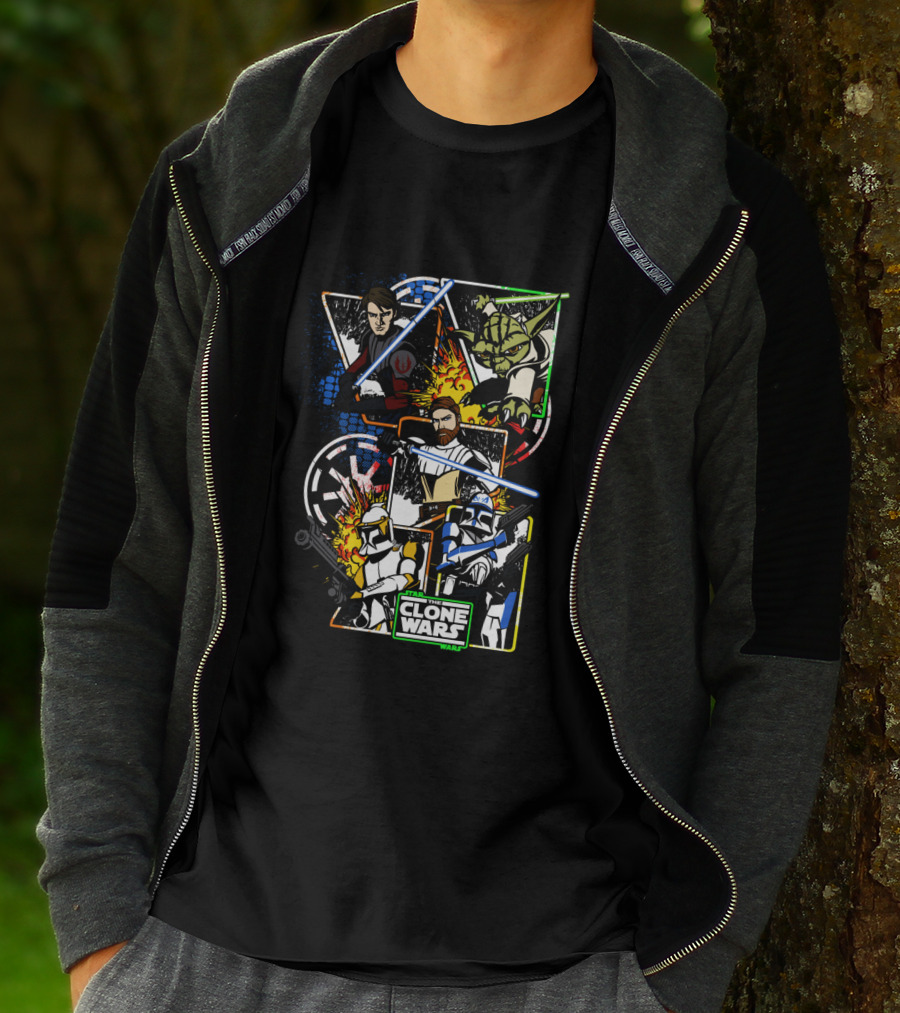 Star Wars The Clone Wars Jedi And Troopers Comic Panels T-Shirt