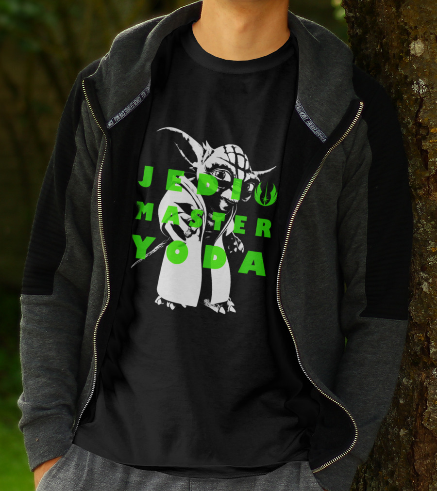 The Clone Wars Yoda Jedi Master Green Text Overlay T-Shirt