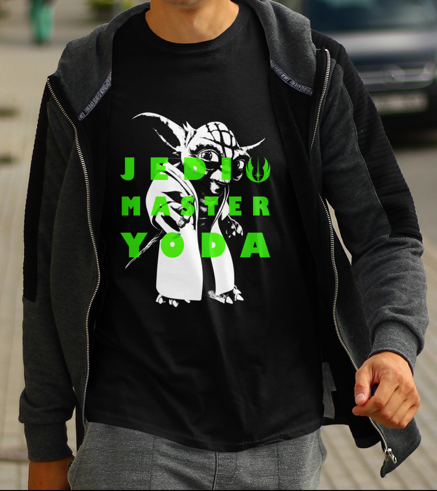 The Clone Wars Yoda Jedi Master Green Text Overlay T-Shirt