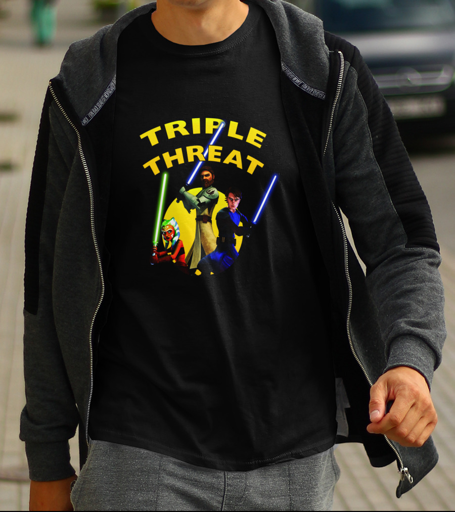Star Wars The Clone Wars Jedi Trio Triple Threat T-Shirt