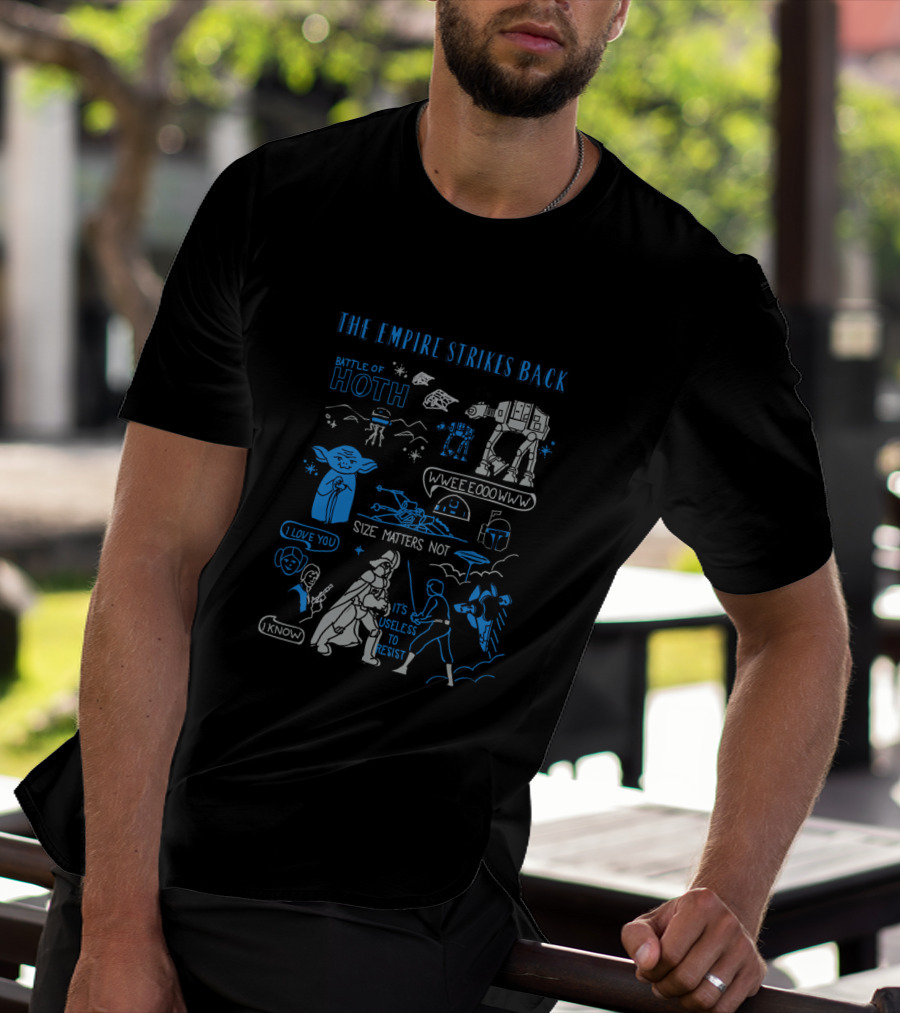 The Empire Strikes Back Battle Of Hoth Size Matters Not Star Wars Doodle T-Shirt