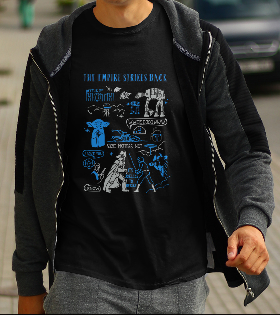 The Empire Strikes Back Battle Of Hoth Size Matters Not Star Wars Doodle T-Shirt