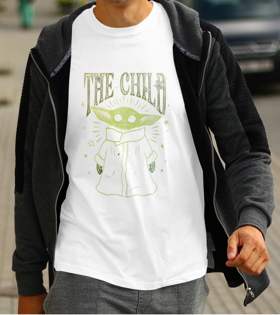 The Mandalorian The Child Stars Outline Green T-Shirt