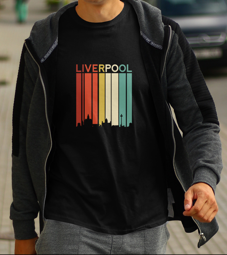 Liverpool England Skyline Retro Columns T-Shirt