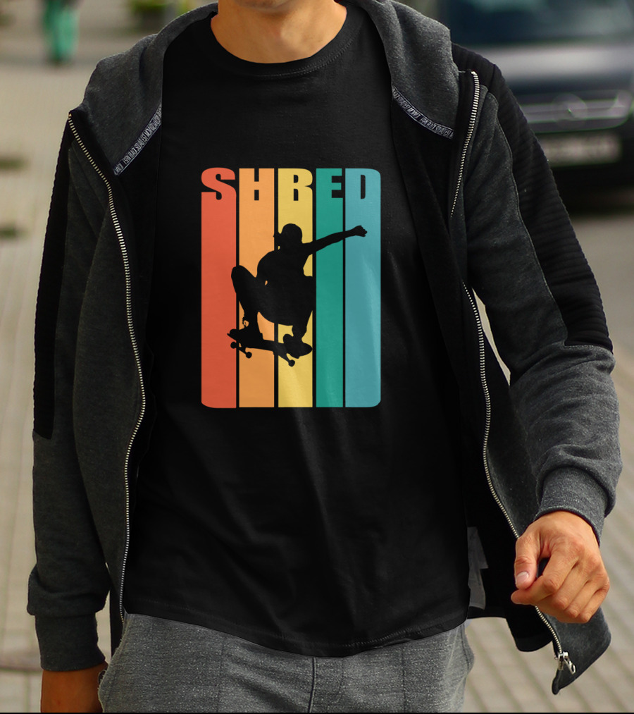 Shred Skateboarding Retro Silhouette Skate T-Shirt