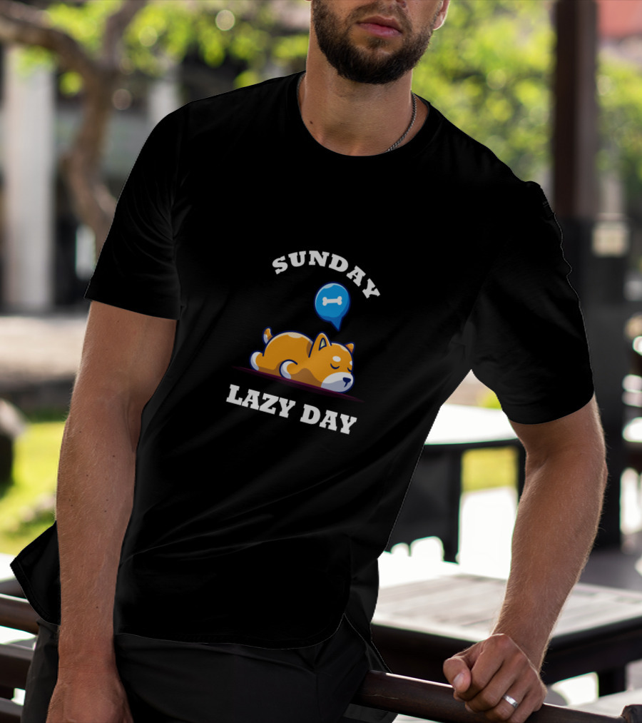 Sunday Lazy Day Funny Dog Dreaming Of A Bone For Family T-Shirt