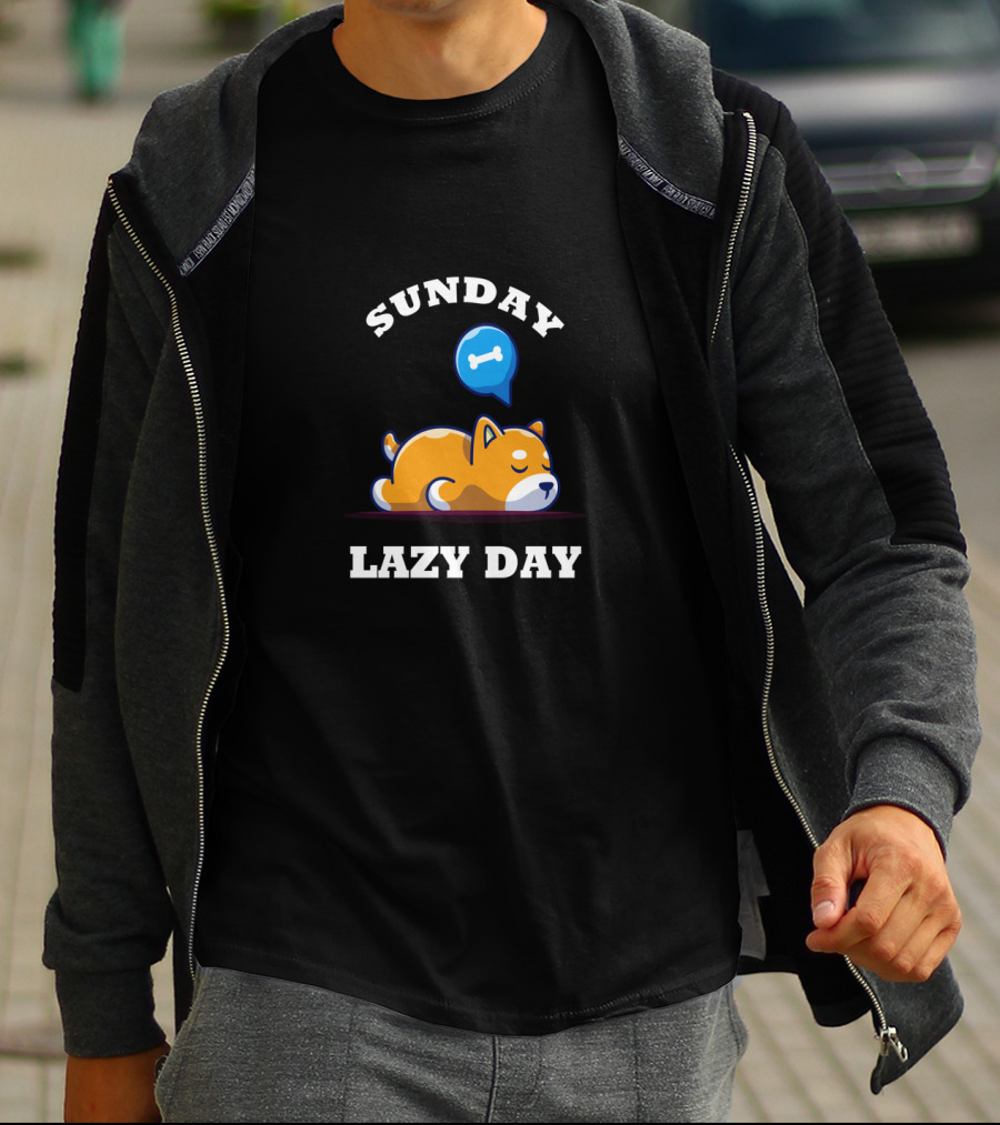 Sunday Lazy Day Funny Dog Dreaming Of A Bone For Family T-Shirt