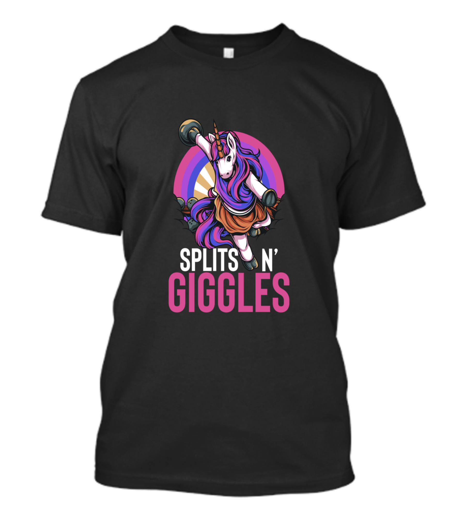 Unicorn Splits 'n Giggles Bowling Team Majestic Bowler T-Shirt