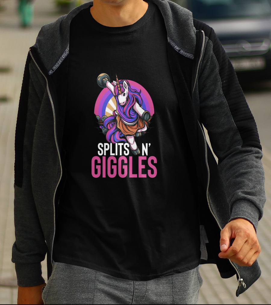 Unicorn Splits 'n Giggles Bowling Team Majestic Bowler T-Shirt