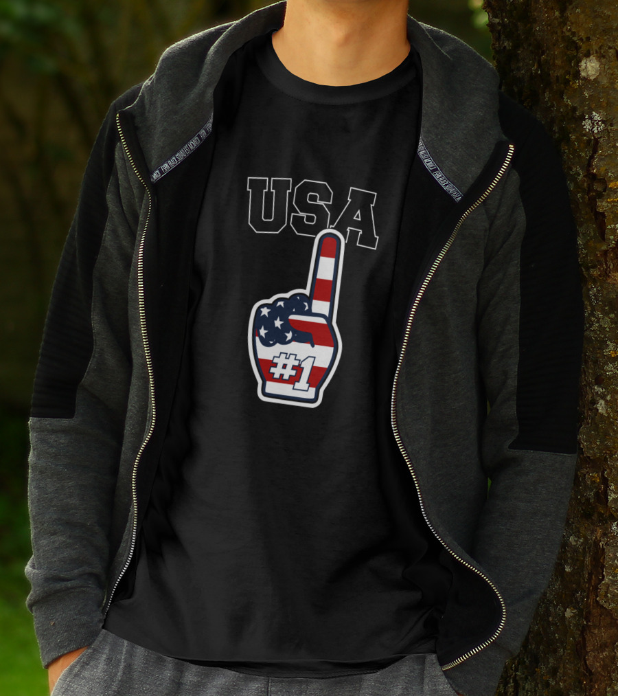 USA #1 Patriotic Foam Finger T-Shirt