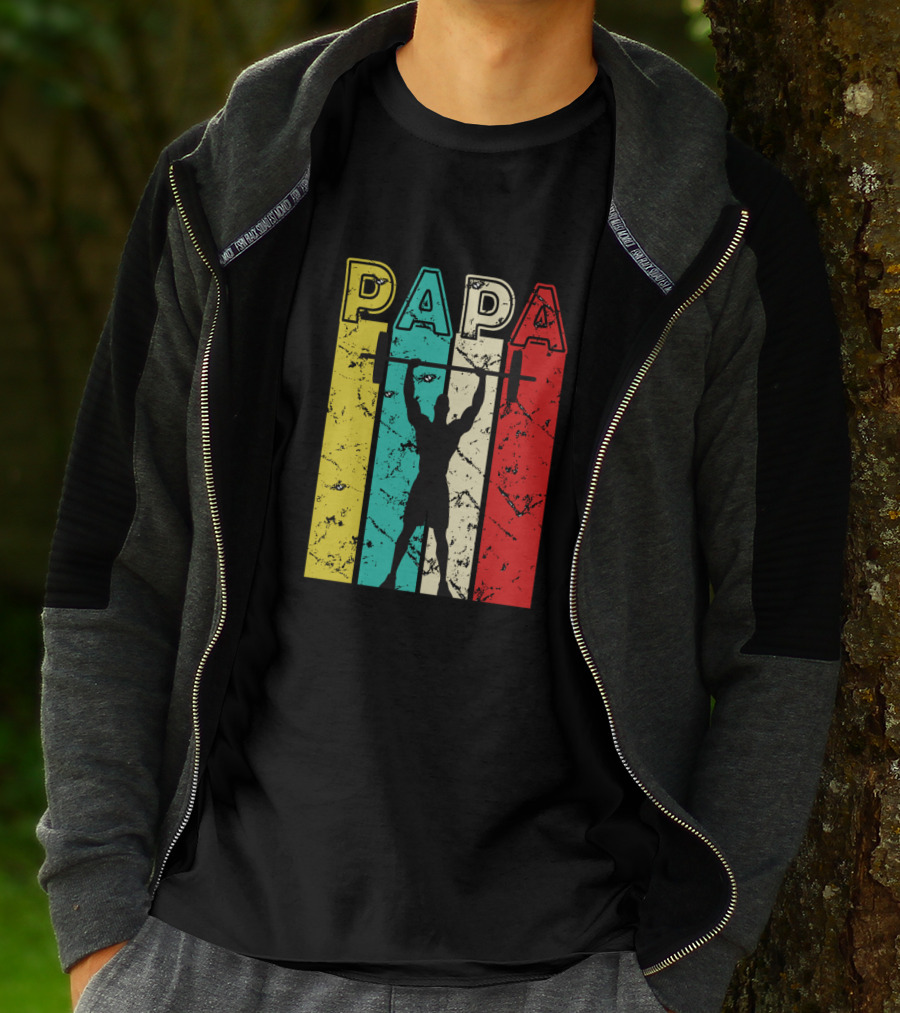 PAPA Weightlifting Silhouette Retro Colors T-Shirt