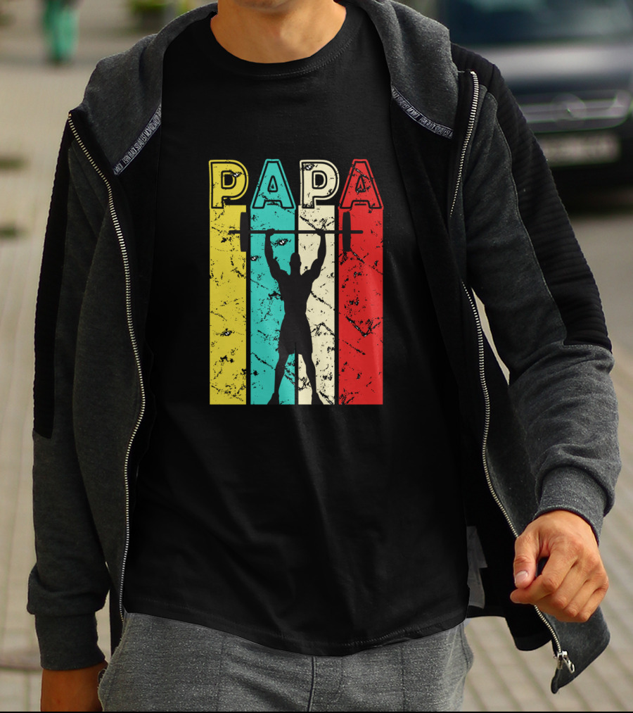 PAPA Weightlifting Silhouette Retro Colors T-Shirt