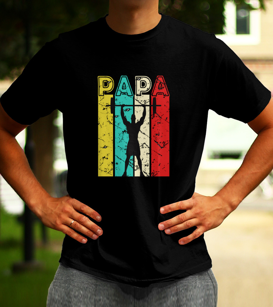 PAPA Weightlifting Silhouette Retro Colors T-Shirt