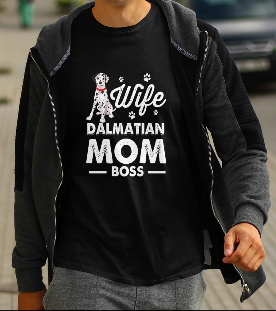 Wife Dalmatian Mom Boss Paw Prints T-Shirt