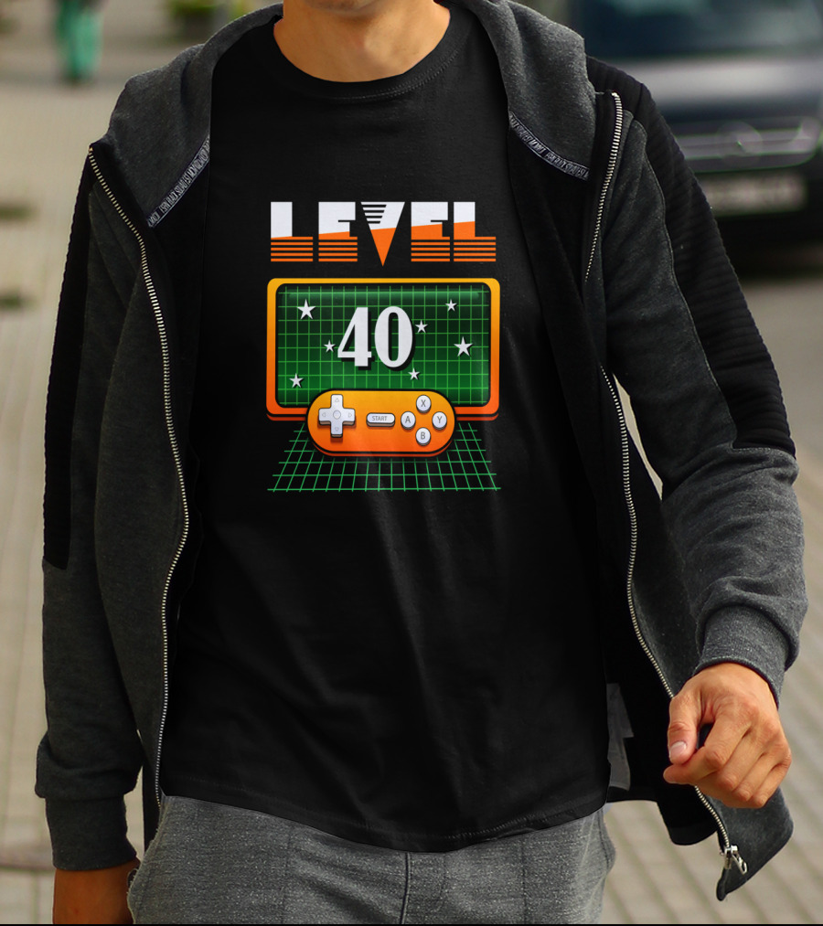 Level 40 Video Games Birthday Retro T-Shirt