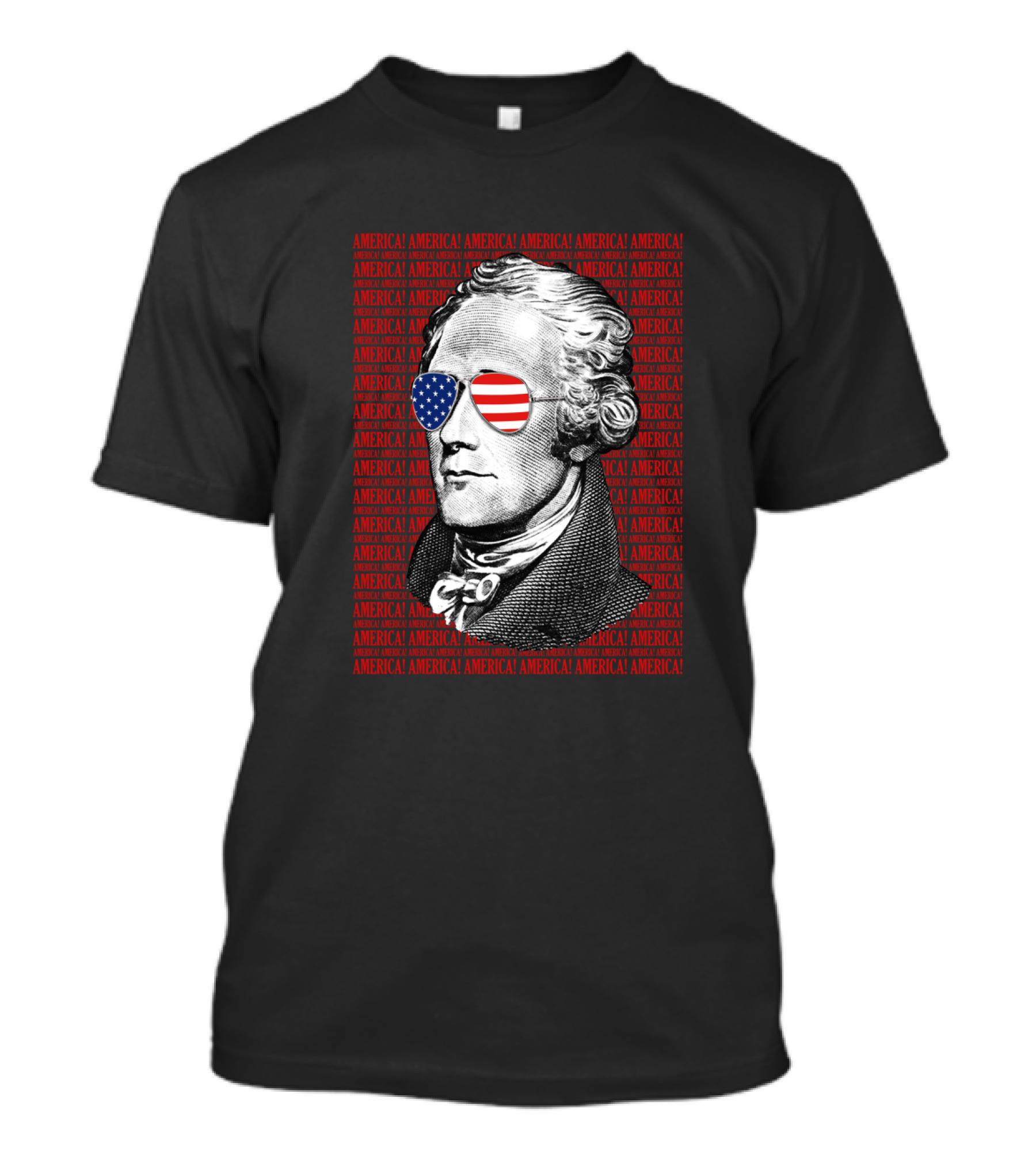 Alexander Hamilton America USA Patriotic Sunglasses Iconic American Flag T-Shirt