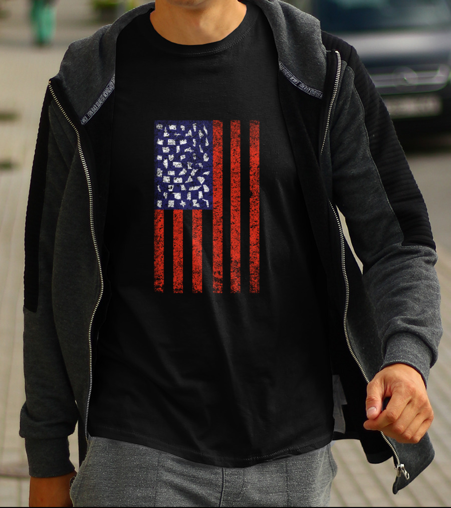 American Flag With USA States T-Shirt