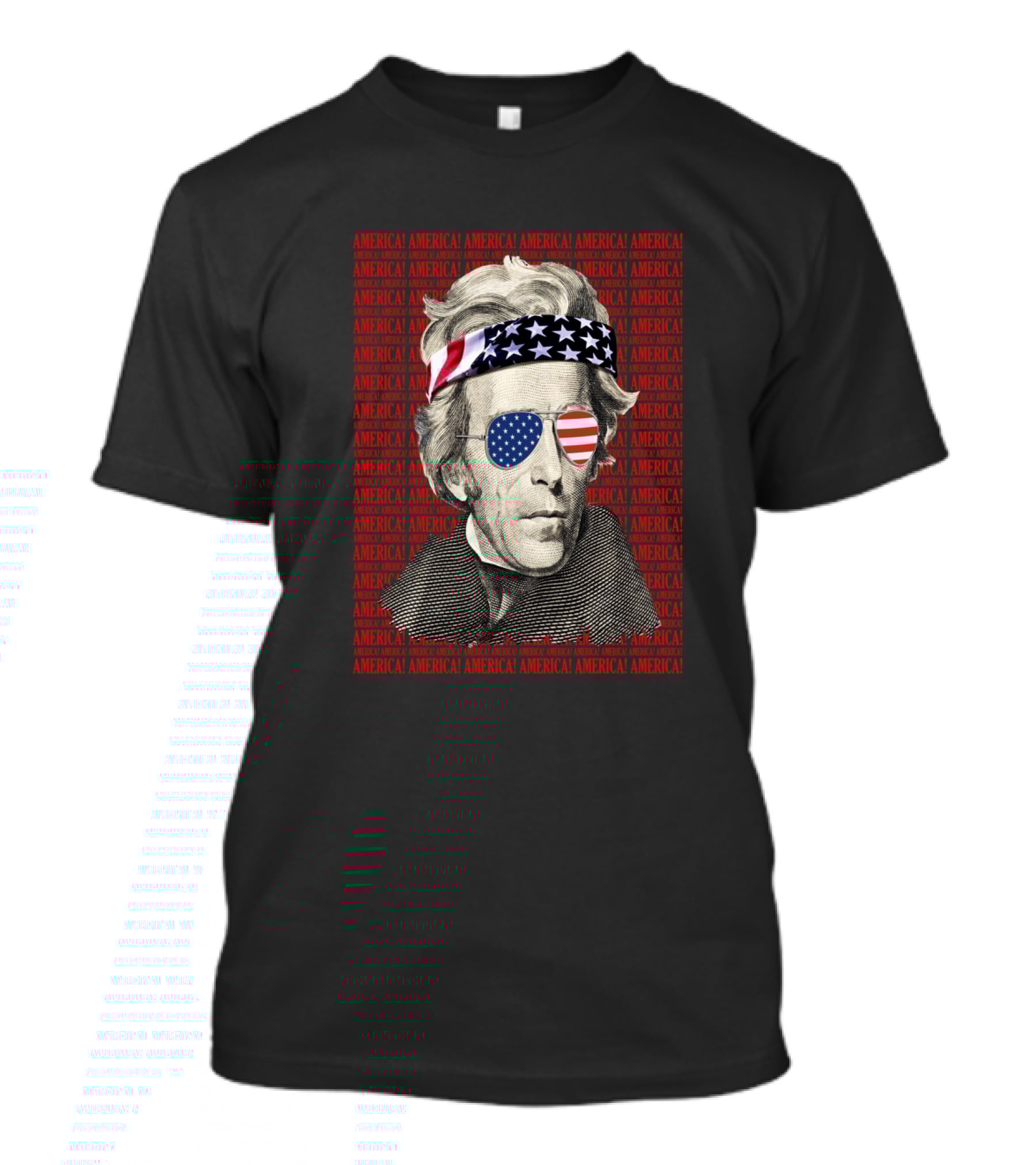 Andrew Jackson American Flag Bandana Sunglasses Patriotic USA America T-Shirt