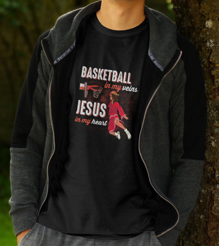 Basketball In My Veins Jesus In My Heart Dunking Player T-Shirt
