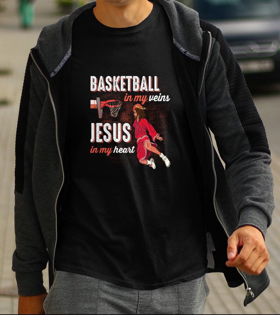 Basketball In My Veins Jesus In My Heart Dunking Player T-Shirt