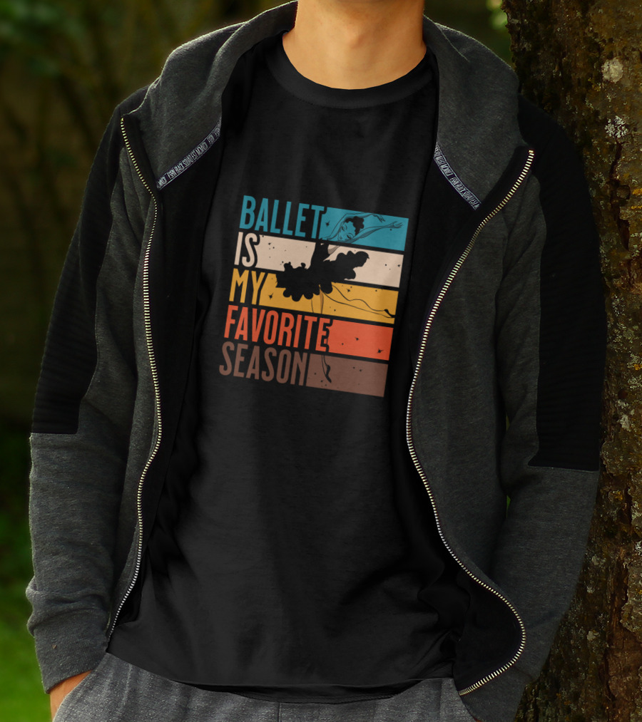 Ballet Is My Favorite Season Retro Striped Dancing T-Shirt