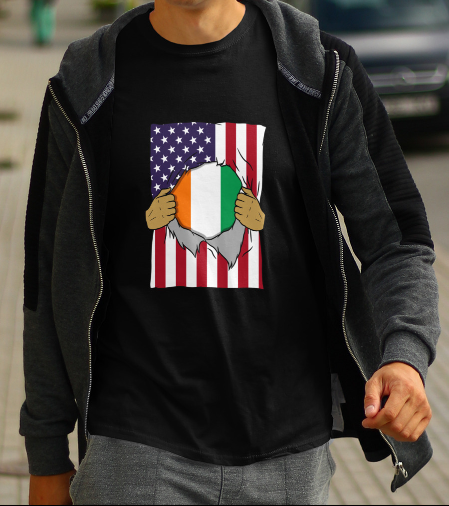 Ivory Coast Flag Inside American Flag Ivorian Pride Home T-Shirt