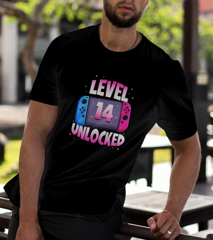Level 14 Unlocked Birthday Girl 14 Years Old Video Games Console T-Shirt