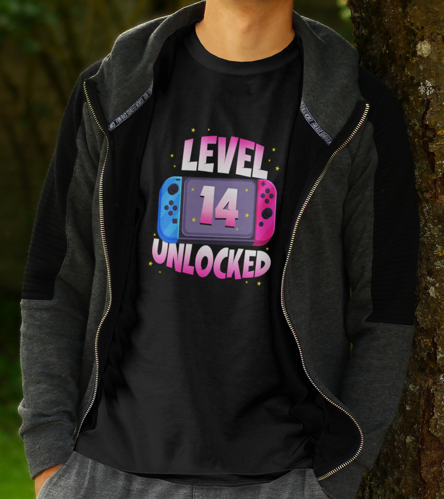 Level 14 Unlocked Birthday Girl 14 Years Old Video Games Console T-Shirt