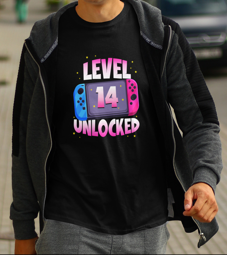 Level 14 Unlocked Birthday Girl 14 Years Old Video Games Console T-Shirt
