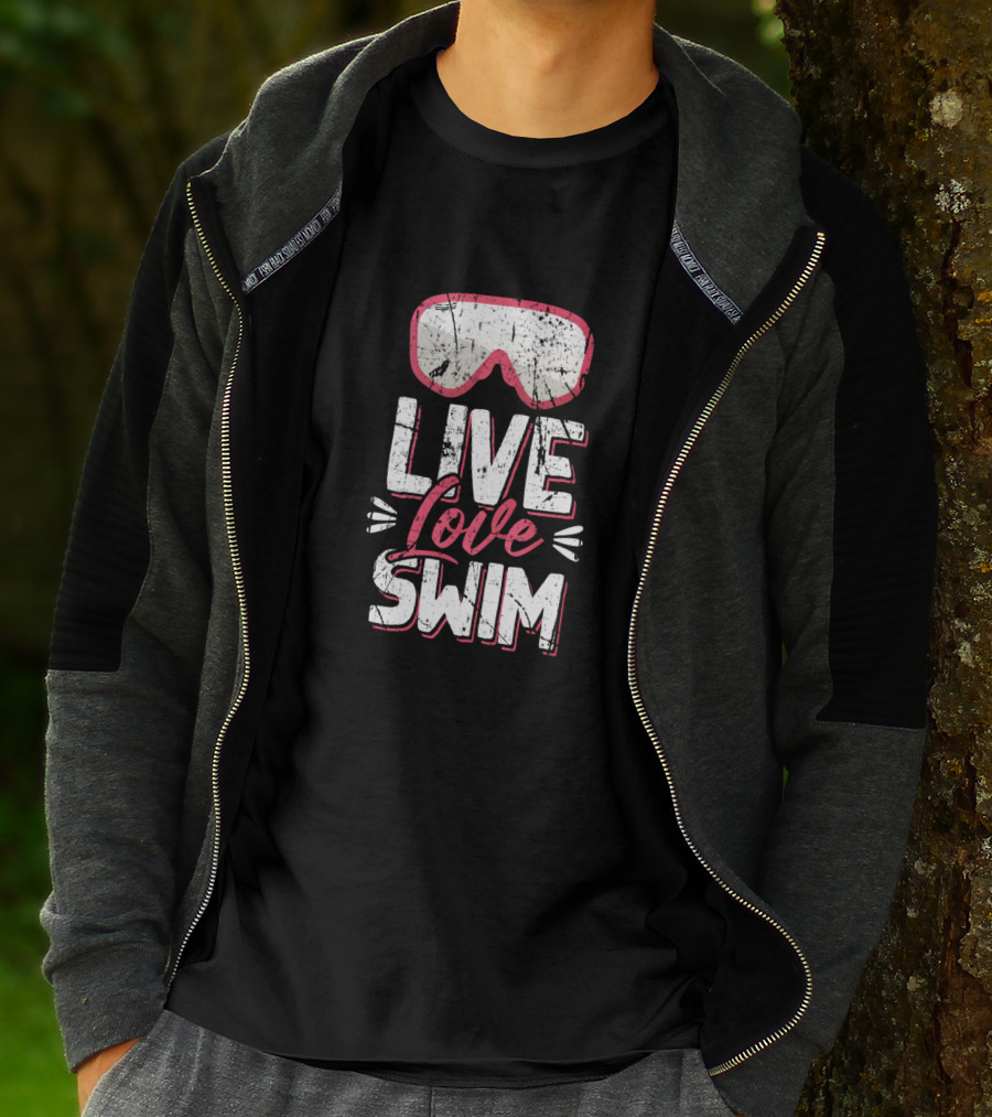 Live Love Swim With Swim Goggles For Dedicated Swimmer Athlete T-Shirt