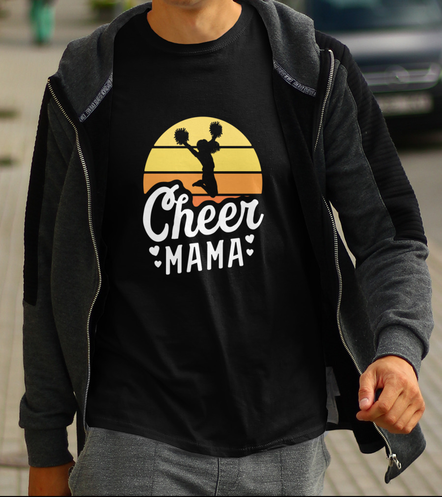 Retro Sunset Cheer Mama Cheerleader Mom T-Shirt