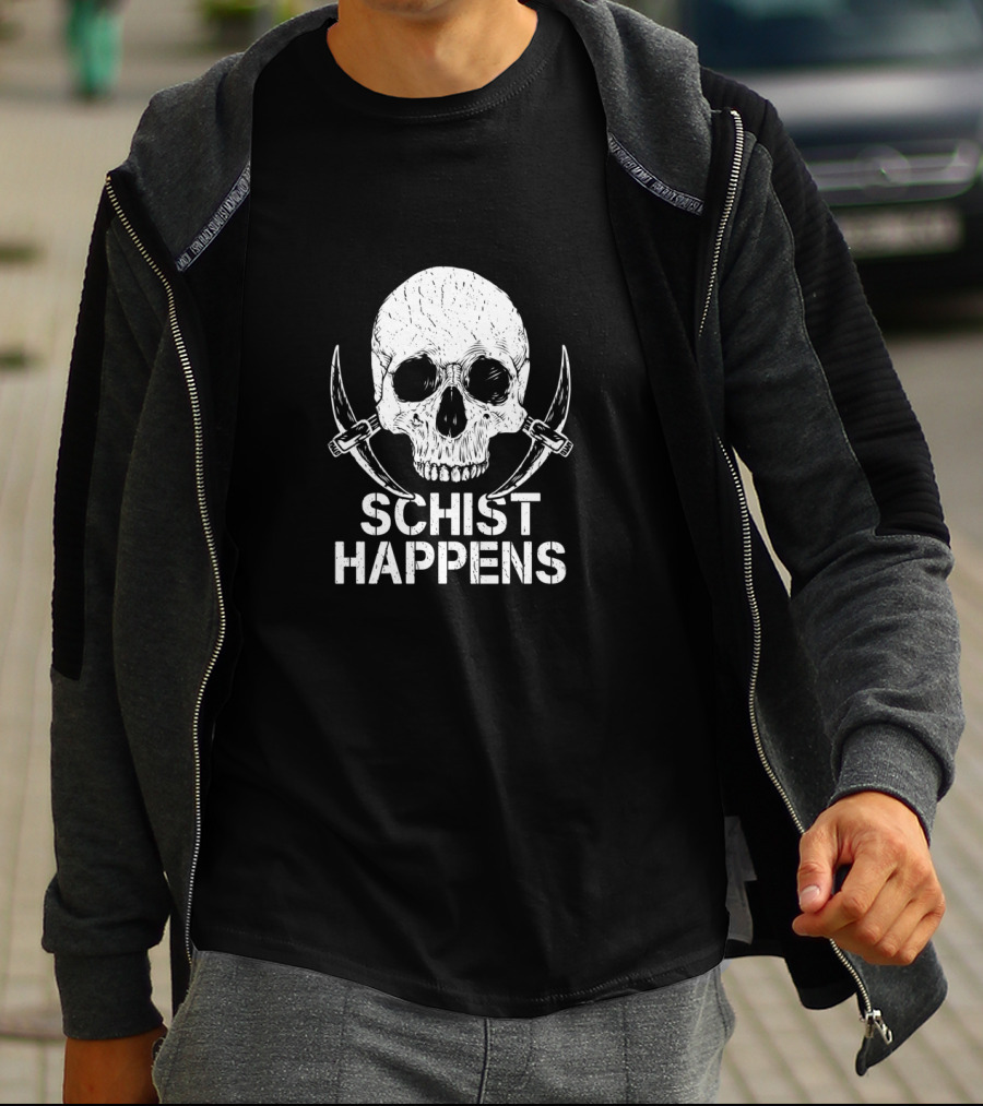 Schist Happens Skull Pickaxes Mineral Hunting Geology T-Shirt