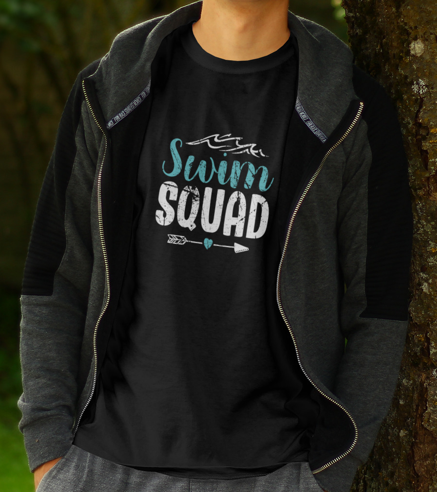 Swim Squad Perfect For Swim Team Athletes Who Race Ocean Waves Arrow Heart T-Shirt
