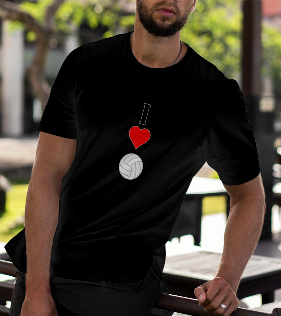 Vertical I Love Heart Volleyball T-Shirt