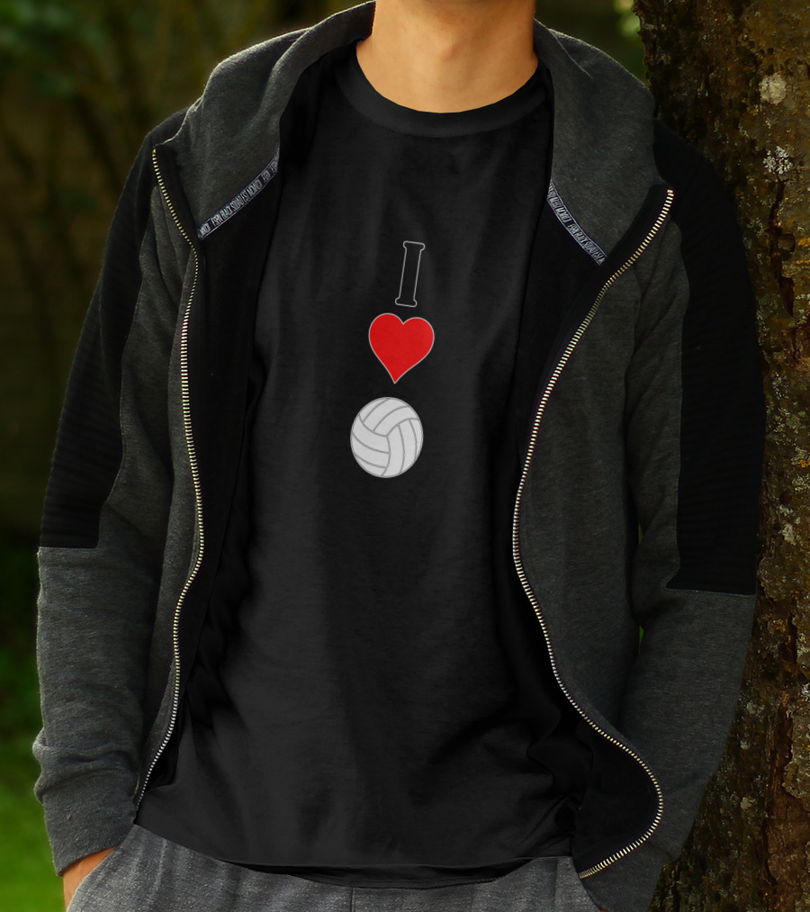 Vertical I Love Heart Volleyball T-Shirt