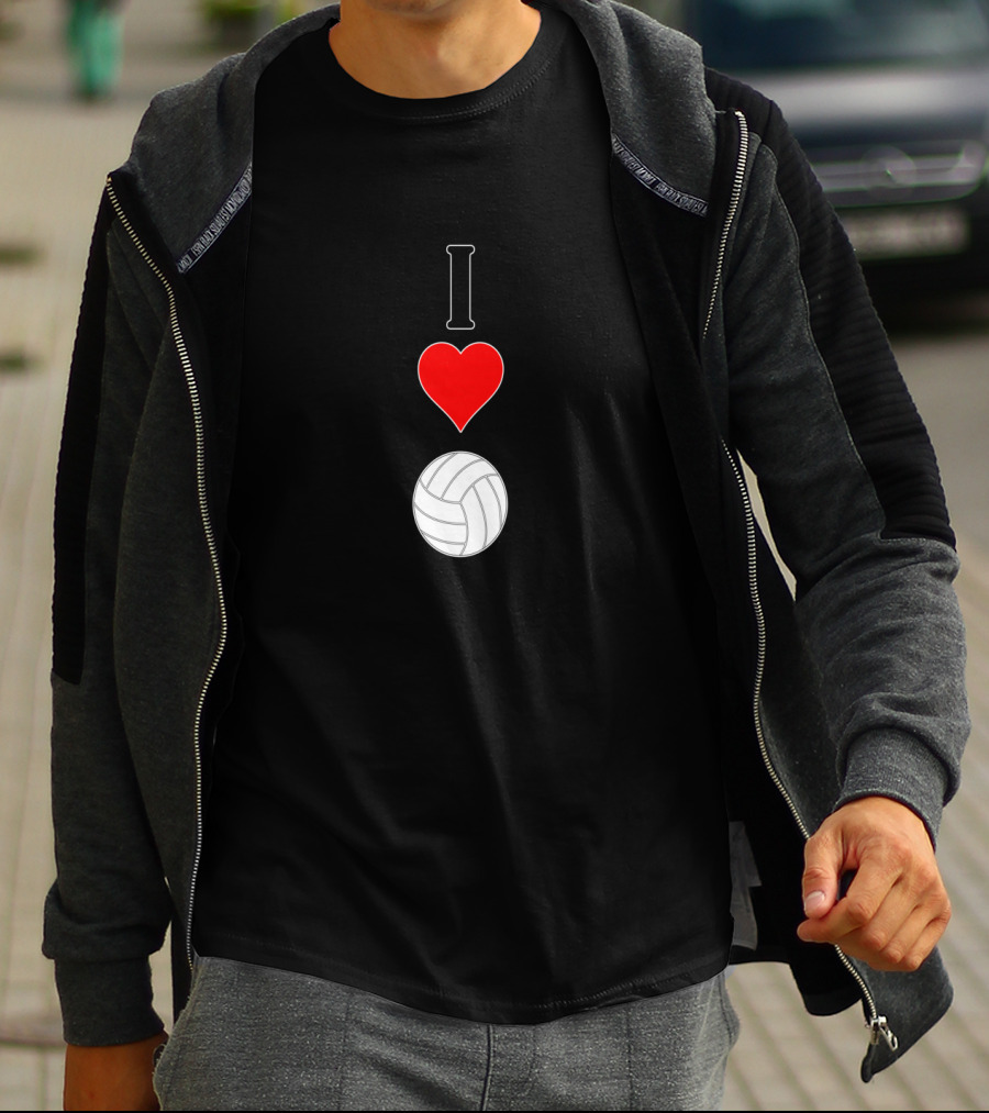Vertical I Love Heart Volleyball T-Shirt