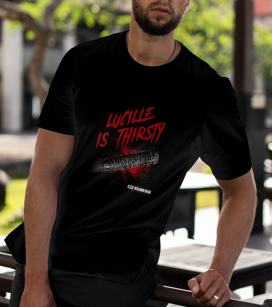 AMC Walking Dead Lucille Is Thirsty Bat With Blood Splatter T-Shirt