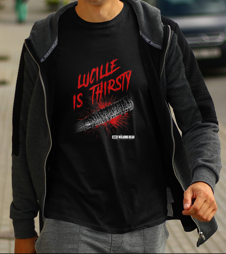 AMC Walking Dead Lucille Is Thirsty Bat With Blood Splatter T-Shirt