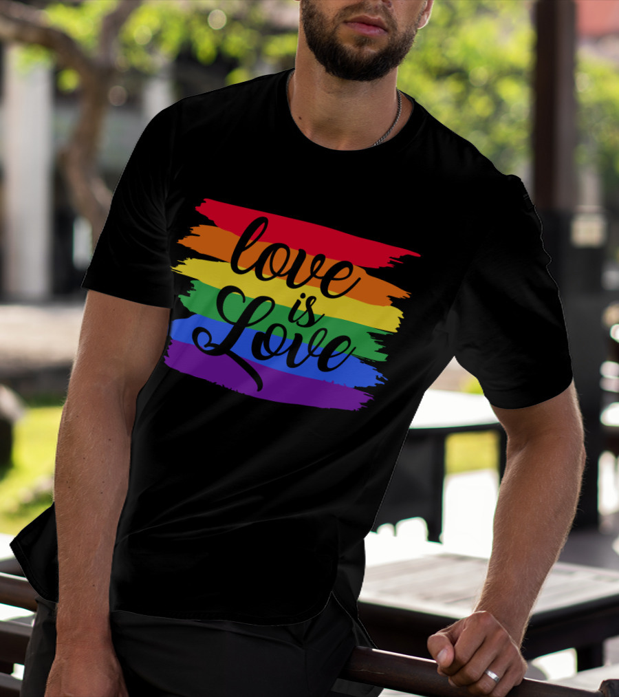 Love Is Love Rainbow Flag Colorful Pride T-Shirt