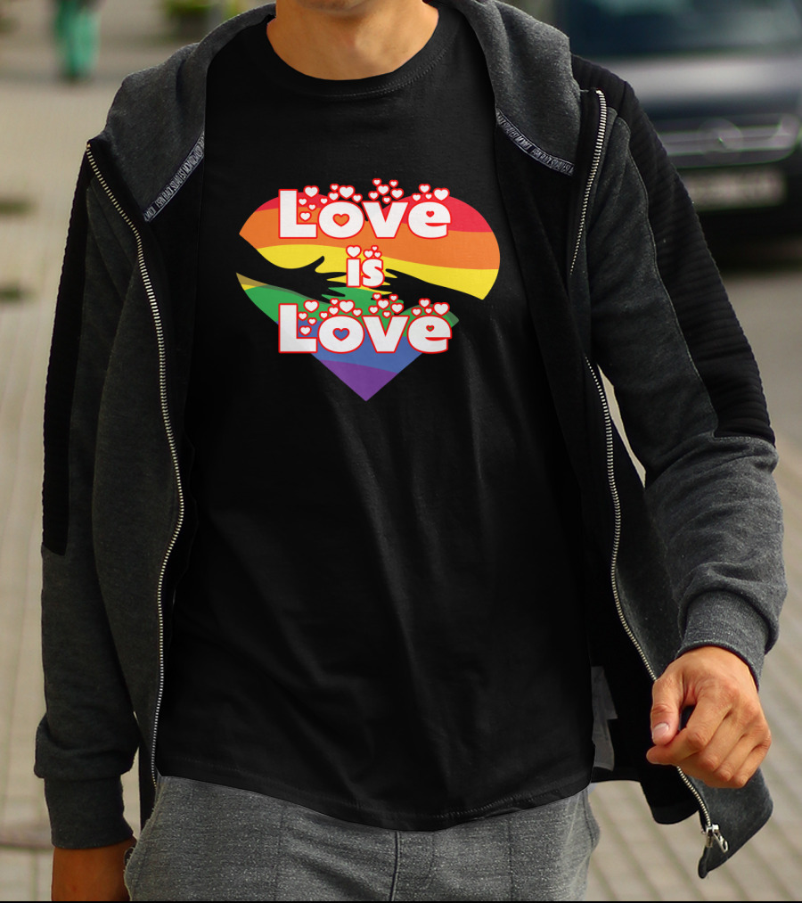 Love Is Love Hands Rainbow Flag Heart T-Shirt