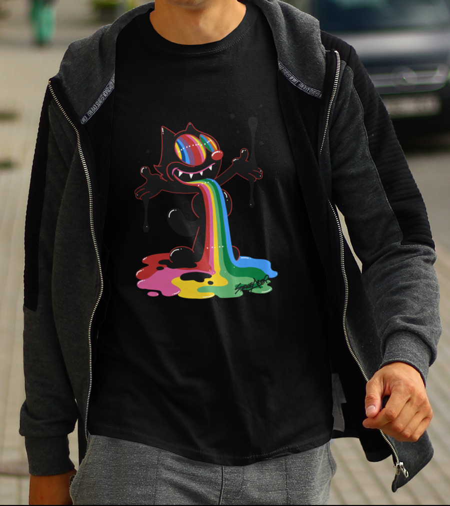 Felix The Cat Rainbow Splatter Art By Zed1 T-Shirt