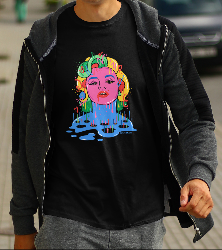 Marylin Monroe Trippy Monroe Vibrant Pop Art By Santlov T-Shirt