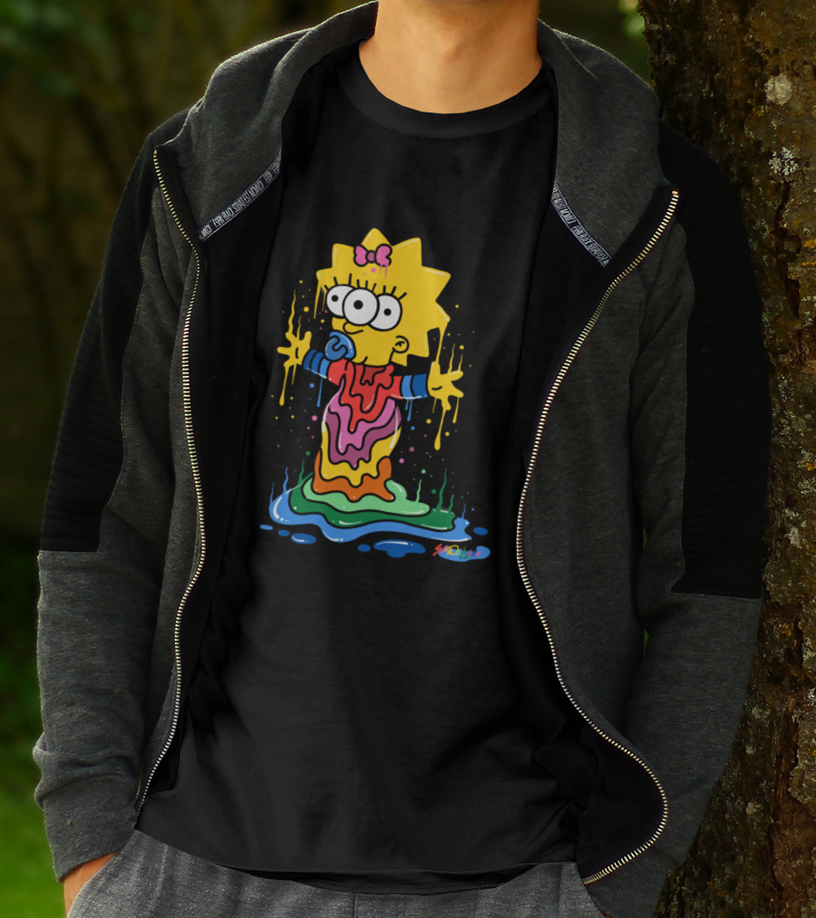 Melting Three Eyed Maggie Simpson Dripping Psychedelic Colors By Sh0ck9r T-Shirt