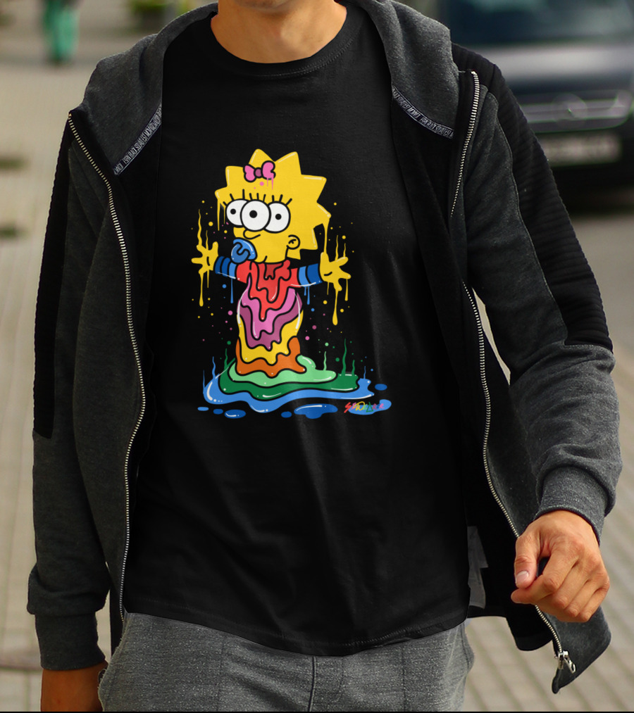 Melting Three Eyed Maggie Simpson Dripping Psychedelic Colors By Sh0ck9r T-Shirt