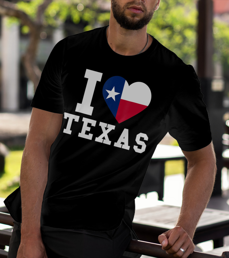 I Love Texas Heart Lone Star Flag T-Shirt