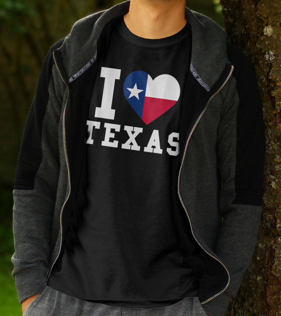 I Love Texas Heart Lone Star Flag T-Shirt