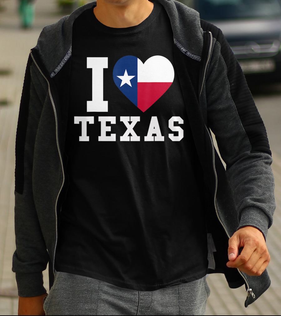 I Love Texas Heart Lone Star Flag T-Shirt